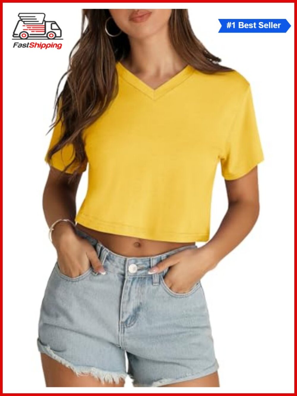 ✨ CHICGAL Womens Crop Top Short Sleeve V Neck Summer Cropped T Shirt Basic Tee